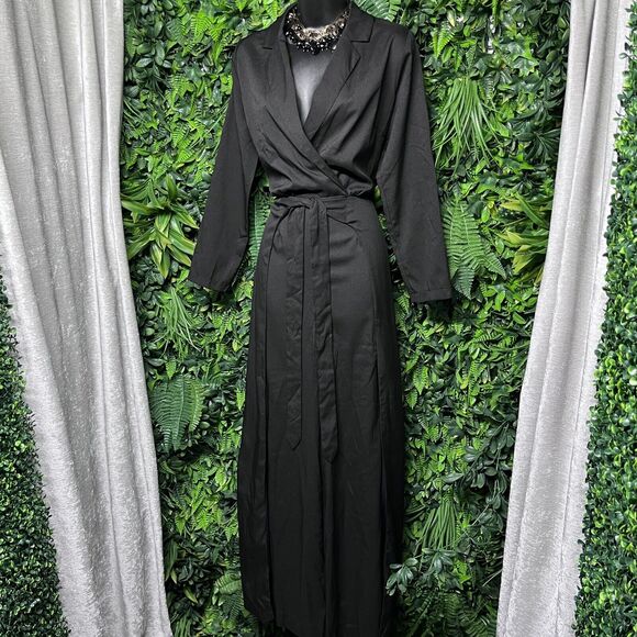 BLUE B Jumpsuit Women Small‎ Black Pants Pleated Layered Tie Waist Romper 2519 - Picture 1 of 7